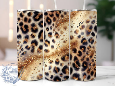 Leopard Ombre Glitter 20oz Skinny Tumbler, Teal Purple Sparkly Cheetah Print Tumbler Png, Straight & Tapered Tumbler Wrap, Instant Digital Download Sublimation ToriDesigns 