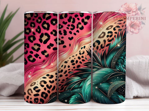 Leopard Ombre Glitter 20oz Tumbler Wrap PNG, Gradient Animal Tumbler Png, Straight & Tapered Tumbler Wrap, Instant Digital Download Sublimation Li Zamperini 