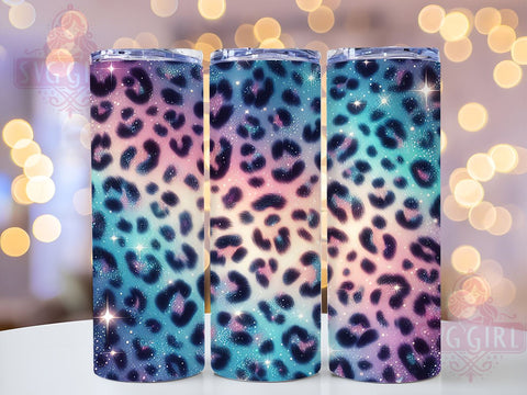 Leopard Ombre Glitter 20oz Tumbler Wrap Sublimation Design, Straight Tapered Tumbler Wrap, Seamless Gradient Animal Print Tumbler Png, Instant Digital Download Sublimation SvggirlplusArt 