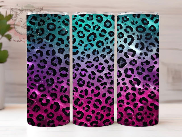 Leopard Ombre Glitter Tumbler, Gradient Animal Print, Seamless Leopard, Glitter Ombre, Glam Tumbler, 20oz Tumbler, Sublimation Design Sublimation Lara' s Designs 