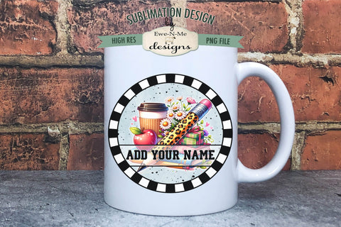 Leopard Pencil Teacher Round Sublimation Design | Door Hanger Round Sublimation Ewe-N-Me Designs 