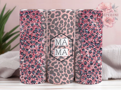 Leopard Pink Glitter Mama Tumbler Wrap, Pink Glitter Tumbler, Mama Tumbler PNG, Animal Print Cup Design, Glam Sublimation Wrap, 20oz Leopard Tumbler, Trendy Mom Tumbler Sublimation Li Zamperini 