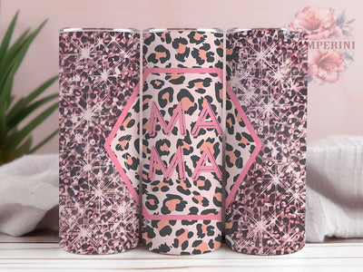 Leopard Pink Glitter Mama Tumbler Wrap, Pink Glitter Tumbler, Mama Tumbler PNG, Animal Print Cup Design, Glam Sublimation Wrap, 20oz Leopard Tumbler, Trendy Mom Tumbler Sublimation Li Zamperini 