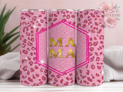 Leopard Pink Glitter Mama Tumbler Wrap, Pink Glitter Tumbler, Mama Tumbler PNG, Animal Print Cup Design, Glam Sublimation Wrap, 20oz Leopard Tumbler, Trendy Mom Tumbler Sublimation Li Zamperini 