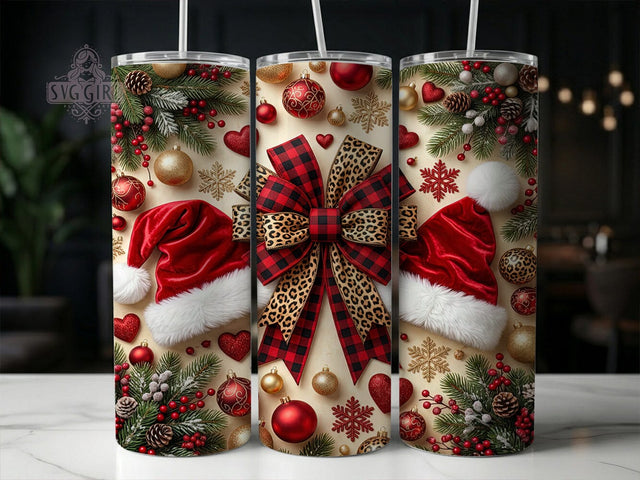 Leopard Plaid Christmas 20oz Tumbler, Leopard Plaid, Plaid Christmas, Leopard Christmas, Leopard Plaid PNG, Plaid Christmas PNG, Leopard Xmas PNG, 20oz Tumbler Wrap Sublimation SvggirlplusArt 