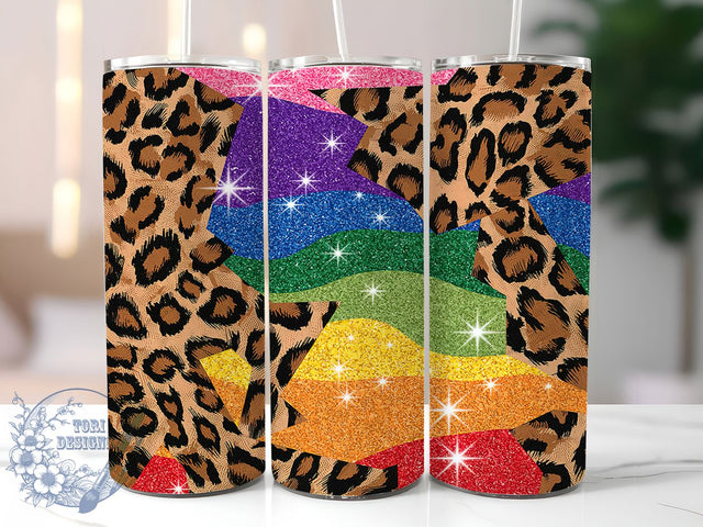 Leopard Pride Rainbow Tumbler Wrap, Rainbow Sublimation Design, Pride Tumbler Wrap, 20oz Skinny Tumbler Wrap, Leopard Print Wrap, Sublimation Tumbler Design, LGBTQ Tumbler Wrap Sublimation ToriDesigns 