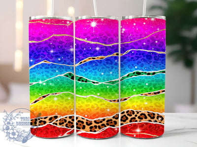 Leopard Pride Rainbow Tumbler Wrap, Rainbow Sublimation Design, Pride Tumbler Wrap, 20oz Skinny Tumbler Wrap, Leopard Print Wrap, Sublimation Tumbler Design, LGBTQ Tumbler Wrap Sublimation ToriDesigns 