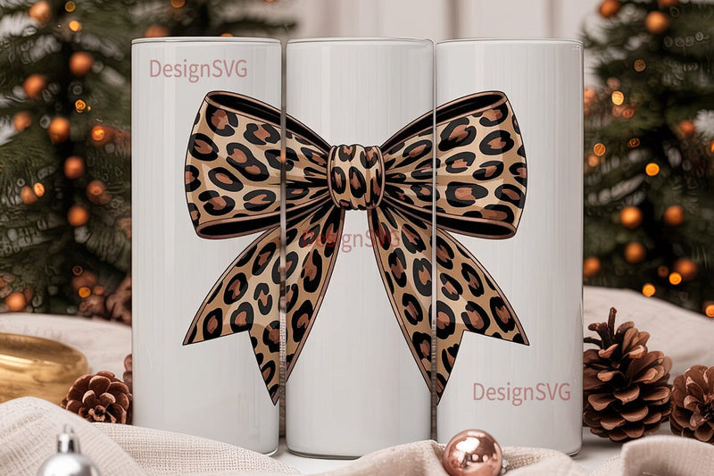 Leopard Print Bow 20oz Tumbler Wrap Sublimation DesignSVG 