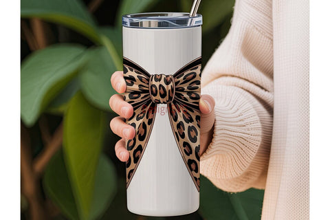 Leopard Print Bow 20oz Tumbler Wrap Sublimation DesignSVG 