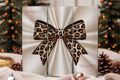 Leopard Print Bow 20oz Tumbler Wrap Sublimation DesignSVG 