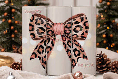 Leopard Print Bow 20oz Tumbler Wrap Sublimation DesignSVG 