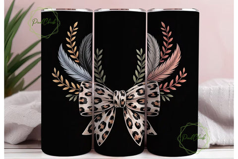 Leopard Print & Bow 20oz Tumbler Wrap Sublimation PixelChick 