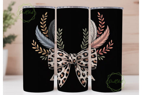 Leopard Print & Bow 20oz Tumbler Wrap Sublimation PixelChick 