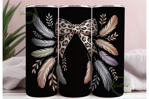 Leopard Print & Bow 20oz Tumbler Wrap Sublimation PixelChick 