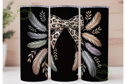 Leopard Print & Bow 20oz Tumbler Wrap Sublimation PixelChick 