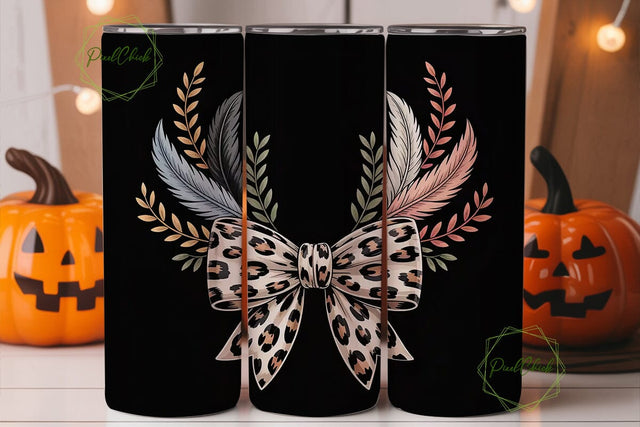 Leopard Print & Bow 20oz Tumbler Wrap Sublimation PixelChick 
