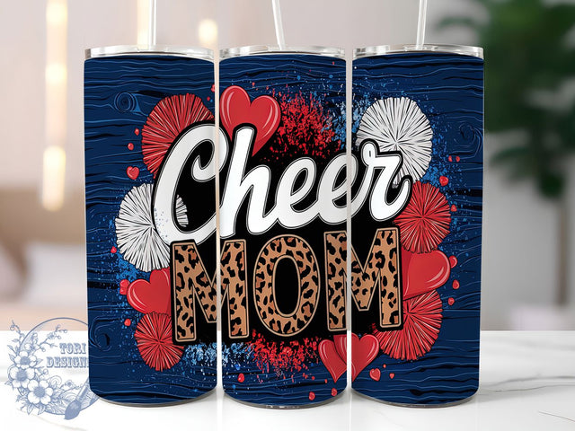 Leopard Print Cheer Mom Tumbler, Leopard Print Tumbler Wrap, 20oz Sublimation Tumbler, Cheerleading Mom Gift, Wild Cheer Mom Design, Sports Mom Tumbler, Trendy Leopard Cheer Tumbler Sublimation ToriDesigns 