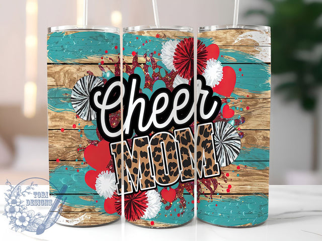 Leopard Print Cheer Mom Tumbler, Leopard Print Tumbler Wrap, 20oz Sublimation Tumbler, Cheerleading Mom Gift, Wild Cheer Mom Design, Sports Mom Tumbler, Trendy Leopard Cheer Tumbler Sublimation ToriDesigns 