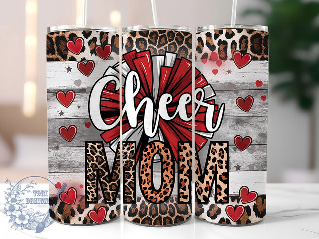 Leopard Print Cheer Mom Tumbler, Leopard Print Tumbler Wrap, 20oz Sublimation Tumbler, Cheerleading Mom Gift, Wild Cheer Mom Design, Sports Mom Tumbler, Trendy Leopard Cheer Tumbler Sublimation ToriDesigns 