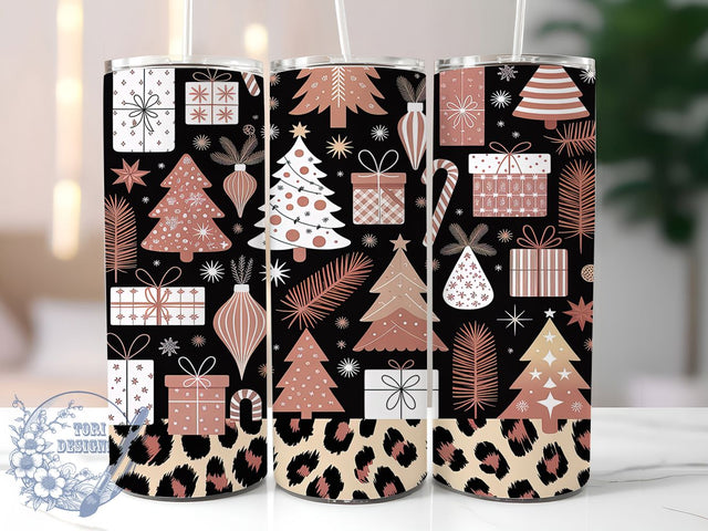 Leopard Print Christmas Tumbler, Whimsical Holiday Wrap, Seamless Animal Print Sublimation, 20oz Leopard Christmas Tumbler, Festive Wild Print Art, Cute Holiday Mug, Trendy Christmas Cup Sublimation ToriDesigns 