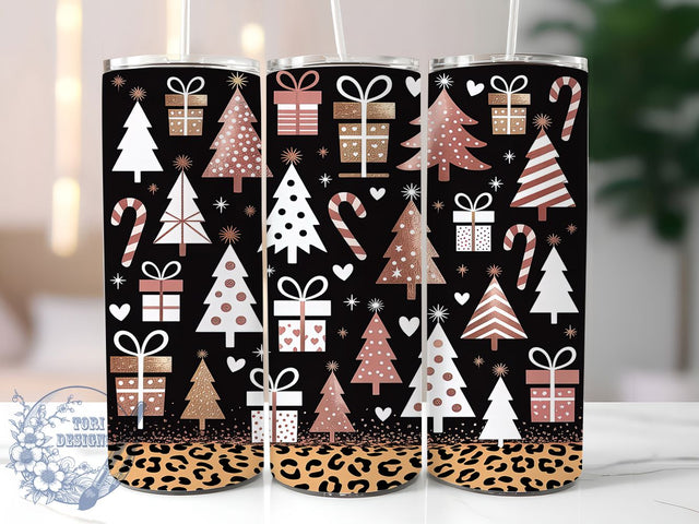 Leopard Print Christmas Tumbler, Whimsical Holiday Wrap, Seamless Animal Print Sublimation, 20oz Leopard Christmas Tumbler, Festive Wild Print Art, Cute Holiday Mug, Trendy Christmas Cup Sublimation ToriDesigns 