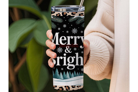 Leopard Print Christmas Tumbler Wrap Sublimation DesignSVG 