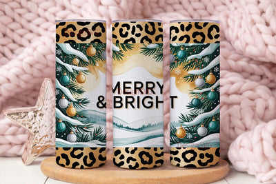 Leopard Print Christmas Tumbler Wrap Sublimation DesignSVG 