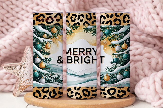 Leopard Print Christmas Tumbler Wrap Sublimation DesignSVG 