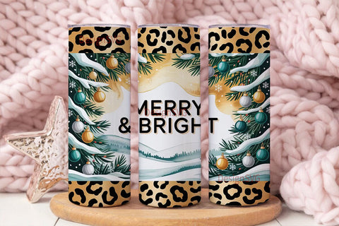 Leopard Print Christmas Tumbler Wrap Sublimation DesignSVG 