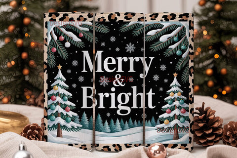 Leopard Print Christmas Tumbler Wrap Sublimation DesignSVG 