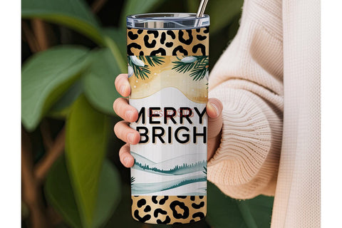 Leopard Print Christmas Tumbler Wrap Sublimation DesignSVG 