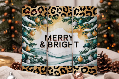 Leopard Print Christmas Tumbler Wrap Sublimation DesignSVG 