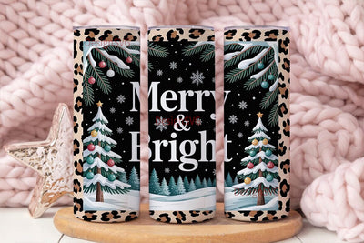 Leopard Print Christmas Tumbler Wrap Sublimation DesignSVG 