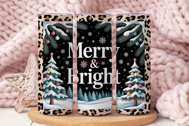 Leopard Print Christmas Tumbler Wrap Sublimation DesignSVG 