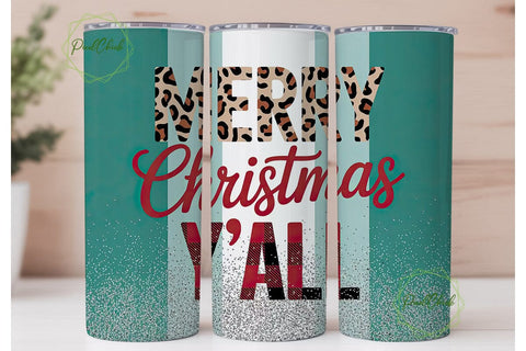 Leopard Print Christmas Tumbler Wrap Sublimation PixelChick 