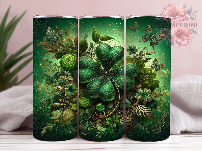 Leopard Print Clover Tumbler, Shamrock Clover Tumbler, Stylish 20oz Wrap, Sublimation Design, Trendy Gift Idea, St Patricks Day Wrap, Festive Shamrock Tumbler Sublimation Li Zamperini 