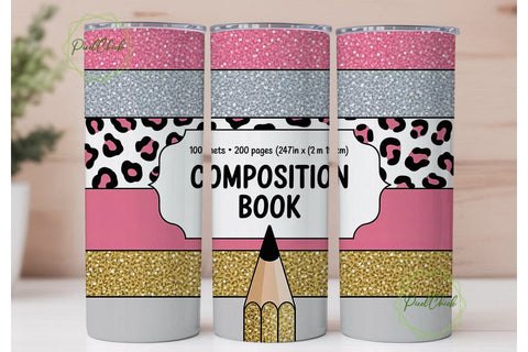 Leopard Print Composition Book Tumbler Sublimation PixelChick 
