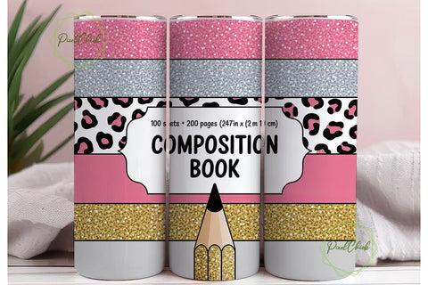 Leopard Print Composition Book Tumbler Sublimation PixelChick 