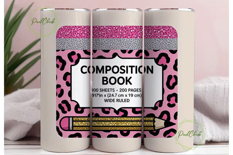 Leopard Print Composition Book Tumbler Sublimation PixelChick 
