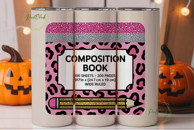 Leopard Print Composition Book Tumbler Sublimation PixelChick 