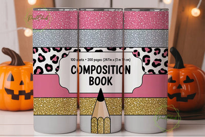 Leopard Print Composition Book Tumbler Sublimation PixelChick 
