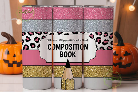 Leopard Print Composition Book Tumbler Sublimation PixelChick 
