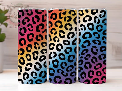 Leopard Print Flag 20oz Tumbler, Leopard Print, Gradient Pattern, Red White Blue, 4th of July, Bold Design, Skinny Tumbler, Sublimation PNG Sublimation Lara' s Designs 