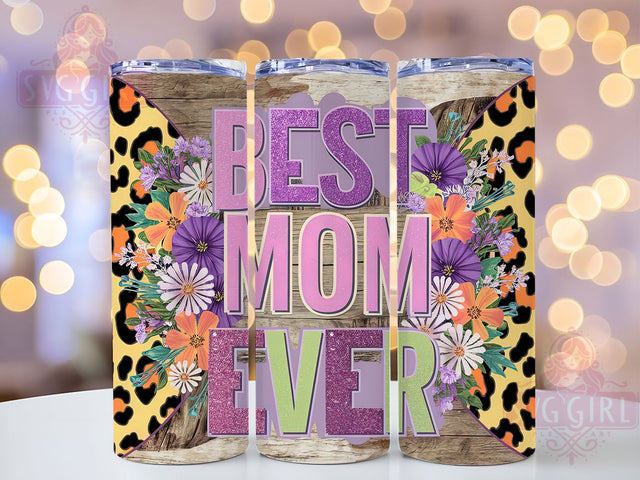 Leopard Print Floral Mom Tumbler Wrap, Leopard Print Tumbler, Floral Mom Tumbler, 20oz Sublimation Wrap, Best Mom Ever Tumbler, Mother’s Day Tumbler PNG, Digital Download Tumbler Sublimation SvggirlplusArt 