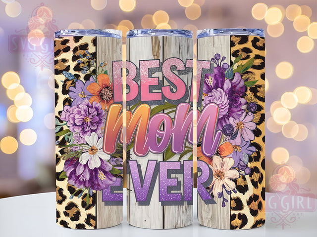 Leopard Print Floral Mom Tumbler Wrap, Leopard Print Tumbler, Floral Mom Tumbler, 20oz Sublimation Wrap, Best Mom Ever Tumbler, Mother’s Day Tumbler PNG, Digital Download Tumbler Sublimation SvggirlplusArt 