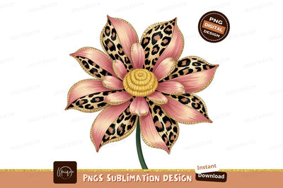 Leopard Print Flower Graphic For Sublimation Sublimation Designangry 