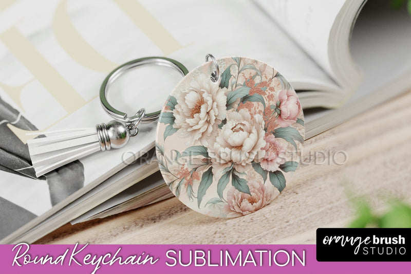 Leopard Print Flower Keychain, Floral Keychain Sublimation Sublimation OrangeBrushStudio 