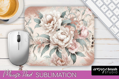 Leopard Print Flower Mousepad Sublimation Floral Mouse Pad Sublimation OrangeBrushStudio 