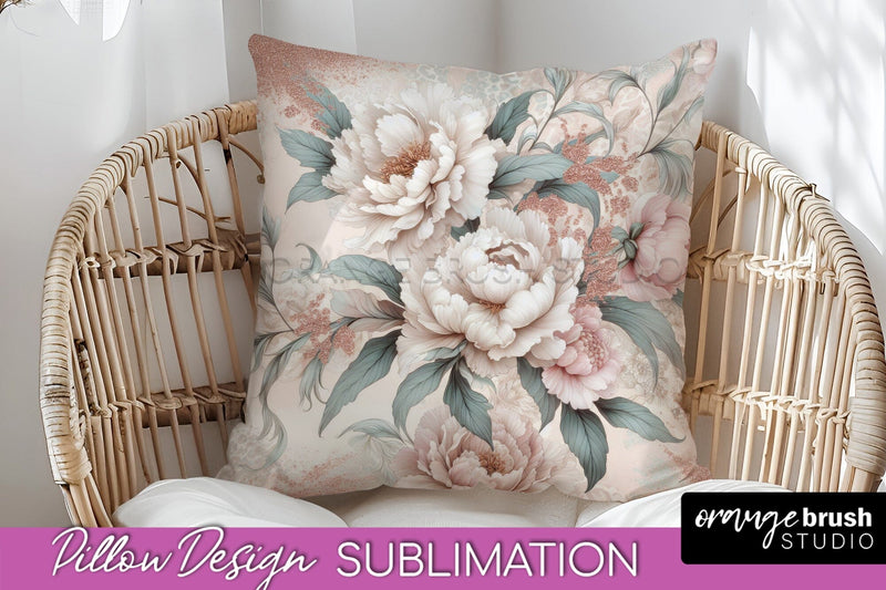 Leopard Print Flower Pillow Cover, Floral Pillow Sublimation Sublimation OrangeBrushStudio 