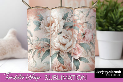 Leopard Print Flower Tumbler PNG - Floral Tumbler Wrap Sublimation OrangeBrushStudio 